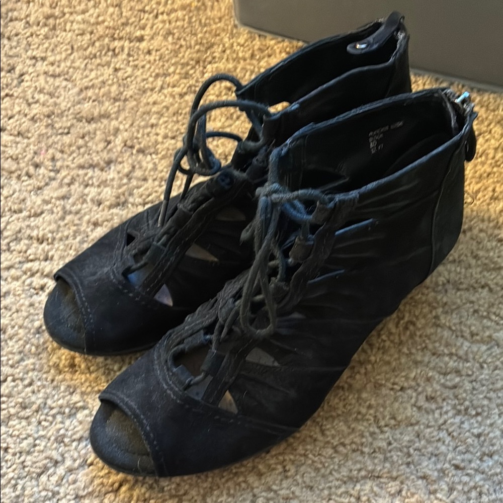 Women's Black Lace-Up Ankle Boots